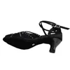 Scarpe da ballo Lady Girls Salsa latina Tacco personalizzato Punta aperta Nero Festa nuziale Serata danzante con strass