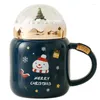 Tasses 450ml tasse à café en céramique cadeau de noël bonhomme de neige tasses d'impression avec couvercle poignée créative voyage Drinkware décor à la maison