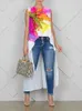 T-shirt da donna Modigirl Estate High-Low Stampa floreale allentata T-shirt girocollo Camicette Top senza maniche casual Gilet per donna