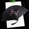 Decorative Figurines Japanese Vintage Silk Folding Fan Bamboo Shank Flower Bird Classical Dance Hand Elegent Female Chinese Home Fans