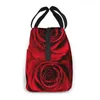 red Rose Fr with Raindrop Valentine's Day Insulated Lunch Bag lunch box ctainers for Women Men Office School Picnic x4K2#