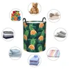 Laundry Bags Folding Basket Pineapple Tropical Leaves Dirty Clothes Storage Bucket Wardrobe Clothing Organizer Hamper