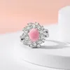 Super Immortal Pink Rare Natural Texture 925 Silver Ring Conch Bead Ring 925 Silver Diamond Oval Style Female