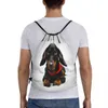 cute Dachshund Dog Print Drawstring Backpack Sports Gym Bag for Women Men Sausage Wiener Badger Dogs Shop Sackpack M6gW#
