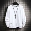 Sudadera con capucha para hombre tendencia falsa de dos piezas jersey de cuello redondo Top estudiante Casual de manga larga A0v9