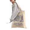 Femmes Toile Sac à bandoulière Paris Magasin Imprimer Dames Boutique Sacs Cott Tissu Tissu Bourse Épicerie Fourre-tout Livres Sac à main pour les filles f2sL #