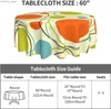 Table Cloth Table Cloth Colorful 1950s Retro Abstract Pattern Mid Century Round Table Cover Washable Polyester Tablecloths for Home Kitchen Y240401