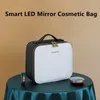 2024 neue Smart Led Make-Up Tasche Mit Spiegel Große Kapazität Profial Wasserdichte Pu Leder Reise Kosmetik Fall Für Frauen h2K1 #