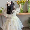 Girl Dresses 2024 Summer Baby Dress Cute Puff Sleeve Little Princess For Girls Flower Birthday Party Kids Clothes 2-8 Year