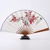 Decorative Figurines Hand-painted Folding Fan Portable Chinese Antiquity Hanfu Summer Hand Cultural Craft Gift Ventilador Home Decoration