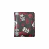 punk Red Rose Skelet Stampa Portafoglio corto per donna Uomo Porta carte di credito ID Portamonete con cerniera Portamonete Stile gotico PU Pochette