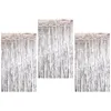 Fiori decorativi 3 pezzi tende con frange in lamina metallizzata argento 3,28 piedi x 6,56 piedi tenda streamer per cabina ideale per il compleanno di Natale