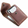 Vintag Handgjorda Crazy Horse äkta läderkort Horder Men Card ID Holder Läder Buin Card Plånbok Kör Licensinnehavare J7N5#