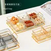 Storage Bottles Nordic Snack Plate Metal Rack Candy Box Glass Partition Platter Iron Dried Fruit