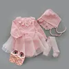 born Baby Girl Dresses Clothes For 0-3 Month Set Party Birthday Dress Outfits 0-1 Years Shoes Tights Long Socks Christening 240319