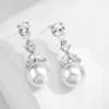 Boucles d'oreilles en argent Sterling 925, imitation de cristal élégant pour femmes, cadeau de fiançailles, de mariage, de saint-valentin, bijoux à la mode