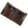 NYA FI BUSIN MÄNSPLÅNGAR ERTAGLIGA LÄDER CRAYLE HORSE LEATHER Kort arrangör Wallet Boy Brand Luxury Card Holder Purse N2GB#