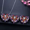 Necklace Earrings Set Pera Fashion CZ Big Dragonfly For Women Multi Color Cubic Zirconia And Engagement Party Gift J217