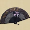 Figuras decorativas ventilador plegable clásico chino Vintage bambú danza estilo japonés mujeres boda ventilador portátil de mano