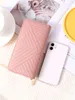 Ny FI Solid Color Pu Wallet Girls Zipper Print Clutch Bag Temperament Simple Sewing Line Coin Purse F9Y1#