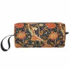 William Morris Orange Cray Floral Art Travel toalettartiklar Textilmönster Kosmetisk Makeup Organizer Beauty Storage Dopp Kit J7ut#