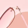 Óculos de sol quadros diamante design gato olho óculos mulheres sem aro óculos metal oculos rosa gradiente colorido prescrição lente gafas anti azul