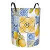 Sacs à linge carreaux méditerranéens été fruits citrons panier pliable vêtements jouet panier bac de rangement pour enfants pépinière