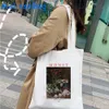 Bolsa de ombro feminina fofa Claude Met Water Lilies Pintura de paisagem Harajuku Shop Canvas Shopper Bag Bolsa Totes Lady Bag a41z #