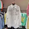 Women's Blouses Luxury Sequined White Cotton Shirts And For Youthful Clothing Sales Loose Casual Elegant Top Woman 2024