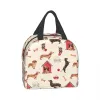 Mignon Dckhund Isulater Sac à lunch pour femmes Portable Saucisse Wiener Dog Thermal Colder Bento Box Outdoor Travel Picnic Sacs Q6PF #