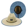 Fashion Lifeguard Hat Straw Weave Lady Summer Beach Sun Outdoor Printing Wide Brim Panama Size 5760CM 240320