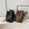 Sac à bandoulière fourre-tout pour femmes, grande capacité, seau d'épicerie, sangle réglable, couleur unie, Simple avec pochette assortie