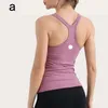 2024 LL Lemons Backless Bra Yoga Crop Top Top Women Crew Neck With Gym Off Boulder Sexy Tabarts Fiess Cami Casual Summer S