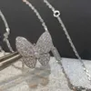 Fashion V Gold de haute qualité CNC Collier Full Diamond Butterfly 18K Rose Blanc Lock Bos Bos avec logo
