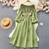 Robes décontractées Femmes Summer One Piece Boho Sexy Broderie Fleur Printemps Hors Épaule Longue Robe Courte Taille Élastique Plage