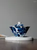 Juegos de té, caqui puro pintado a mano, Retro verde, cuenco cubierto de Sancai, taza de té china, té de cerámica individual con juego de tapas