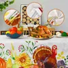 Nappe Automne Thanksgiving Citrouille Dinde Nappe Cuisine Table À Manger Décor Lavable Table Imperméable Couvre Décoration De Fête De Mariage Y240401