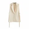 Kamizelki damskie kamizelki solidne kolorowe szczelina pojedyncza przycisk retro mody mody Suit -kurtka