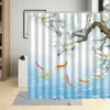 Douchegordijnen Chinese Stijl Bloem Plant Koi Landschap Illustrator Badkamer Gordijn Waterdicht Home Decor Doek Met Haken