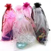 50pcs 7x9cm Organza Sac Bijoux en tulle Sac à cordon de mariage décorati Favors Bijoux Emballage Display Socches 65EJ #