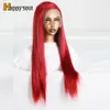 Bombshell Wine red 13*4 Synthetic Hair Front Lace Wig Glueless Heat Resistant Fiber Hair Natural Hairline Free Parting Women Korean high temperature fiber wig