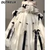 Casual Dresses French Heavy Industry Lolita midje-tätt fest Maxi Dress Women's Sweet Off-Shoulder White Princess Long Long