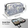 vintage Classic French Toile De Jouy Navy Blue Motif Pattern Makeup Bag Travel Cosmetic Organizer Kawaii Storage Toiletry Bags O4p4#