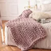 Super Soft Knit Filt Handmased Wool Yarn Throw For Bed Soffa Couch Luxury Heavyweight 240326