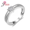 Cluster Rings Creative Wedding For Women Simple Plain Crystal Finger Accessories 925 Sterling Silver Bridal Smycken