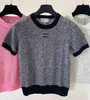 Designer Brand Summer Fashion Contrast Sticked Shirt rund hals kortärmad kvinnors t-shirt topp