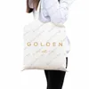 1 Stück Jungkook Kpop Golden Album Muster Einkaufstasche Canvas Umhängetasche für Reisen täglich Pendeln Damen wiederverwendbare Shop-Tasche Bes q42V #