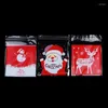 Present Wrap 100st Merry Xmas Candy Bags Santa Claus Snowflake Cookie Plastic For DIY