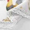 Nappe de table décoration de table pour fête aquarelle coq nappe ronde joli poulet polyester nappe en dentelle blanche 60 pouces pour le dîner Y240401