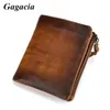 Gagacia Man Vintage Veurs en cuir authentique Nouvel mâle en porte-monnaie portefeuille Luxury Bourse Double fermeture à glissière pour le support de carte M3BH # #